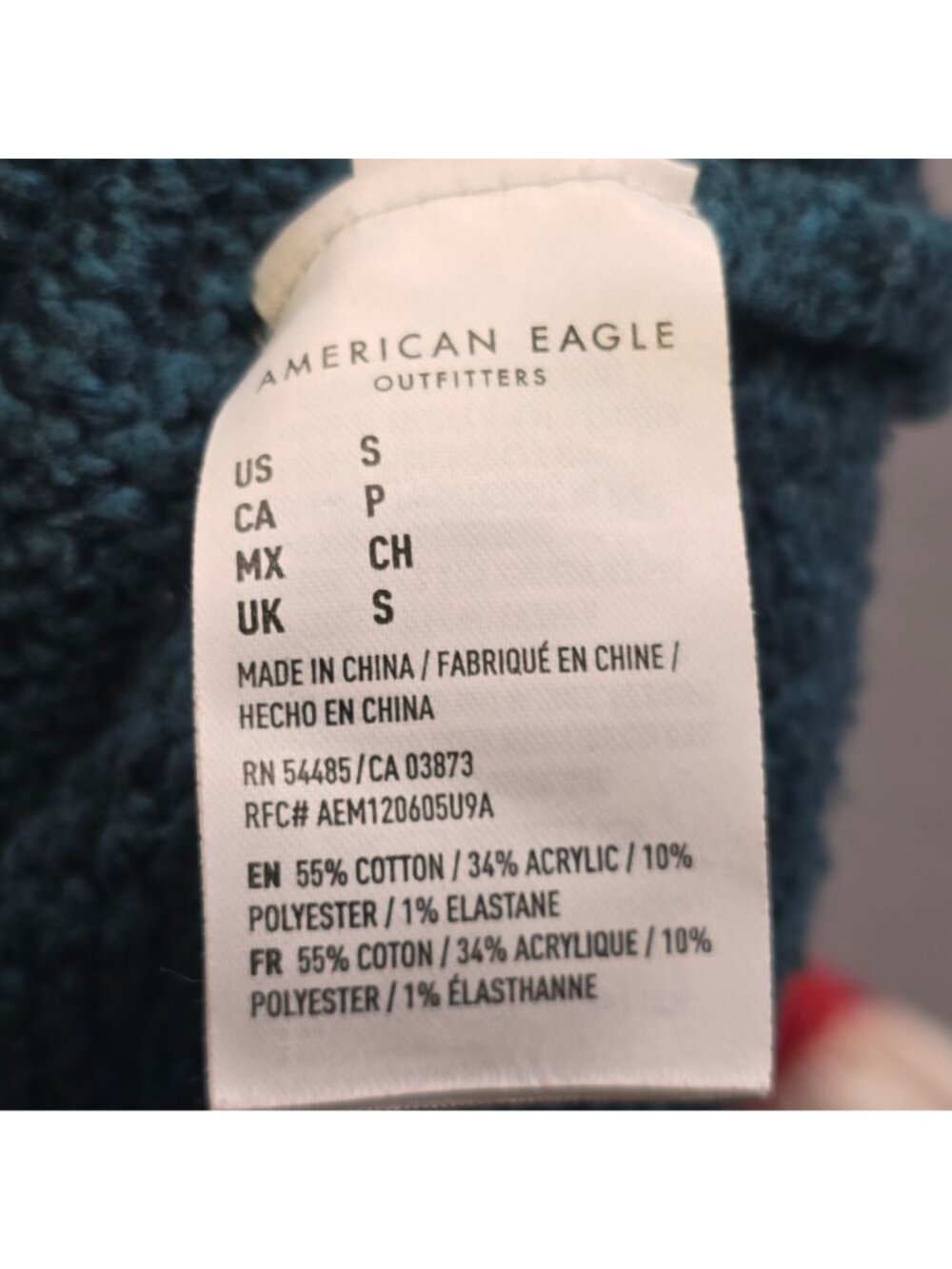 American Eagle Small Sweater Blue Red Fair Isle Pullover Knit Cotton Blend - Picture 3 of 4